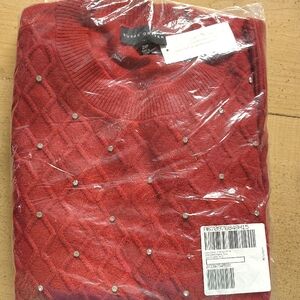 Susan Graver Men's Quilted Crewneck Sweater in Red
